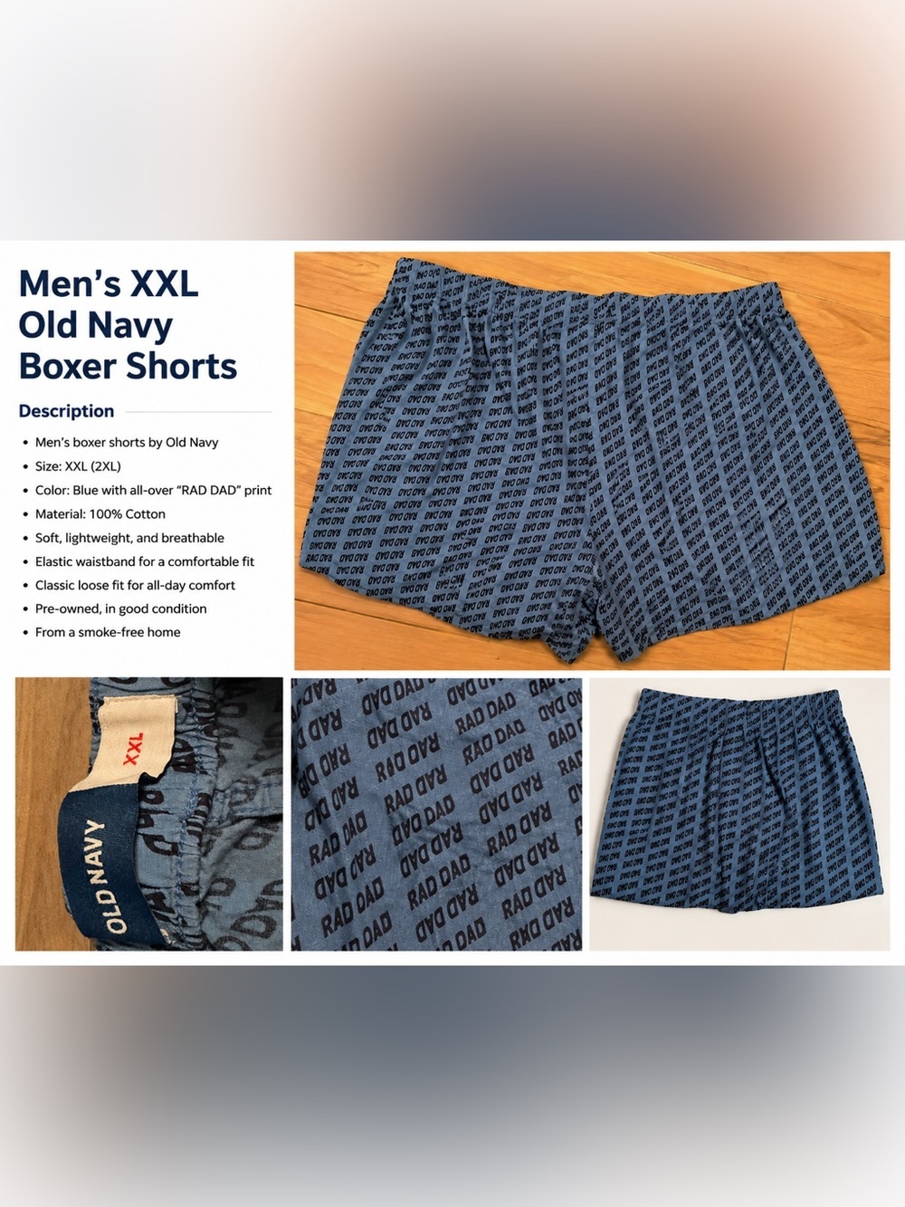 Old Navy Men's blue 'RAD DAD' Print Boxer Briefs XXL